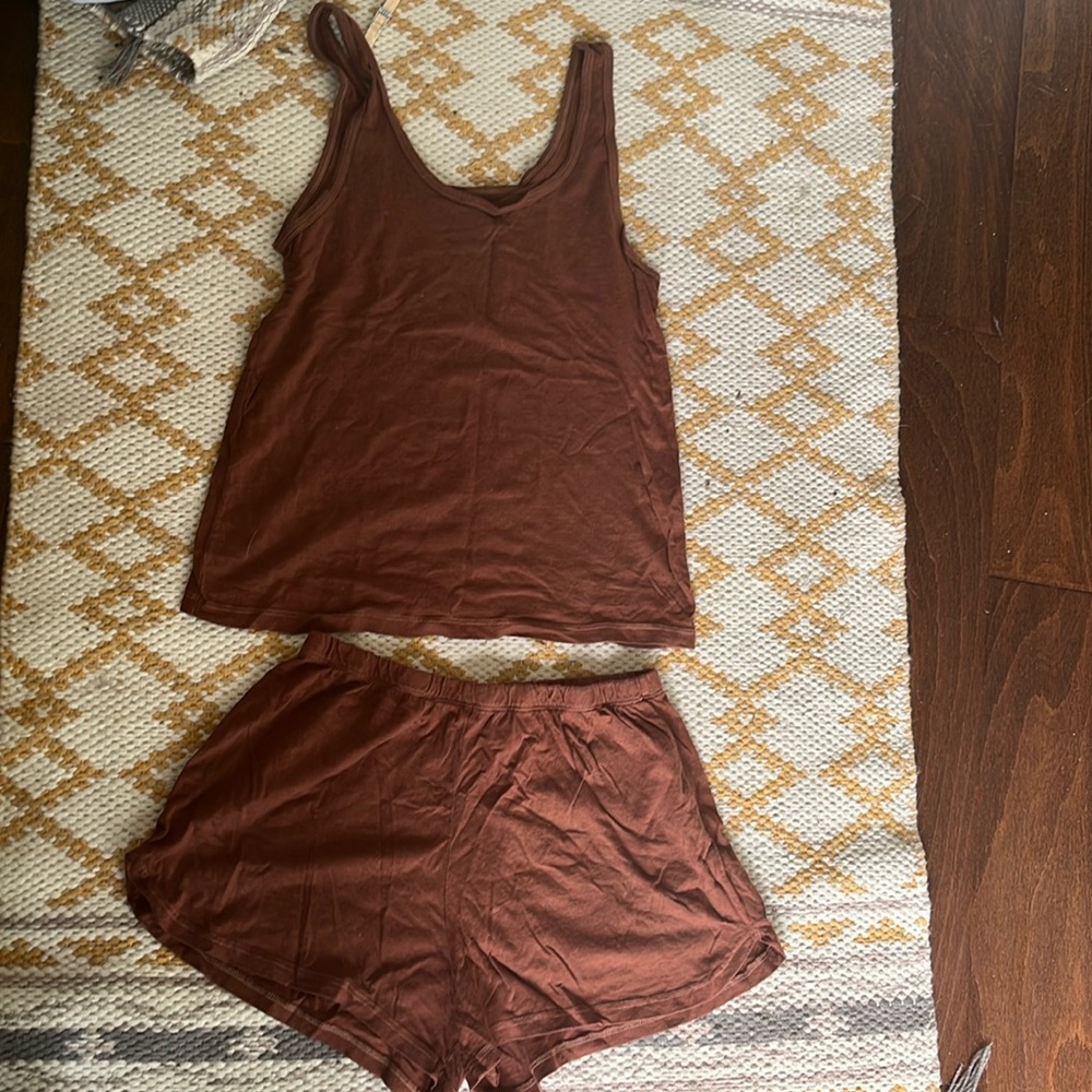 Mate the Label Organic Cotton Tencel Sleep Set Brown Women’s Small